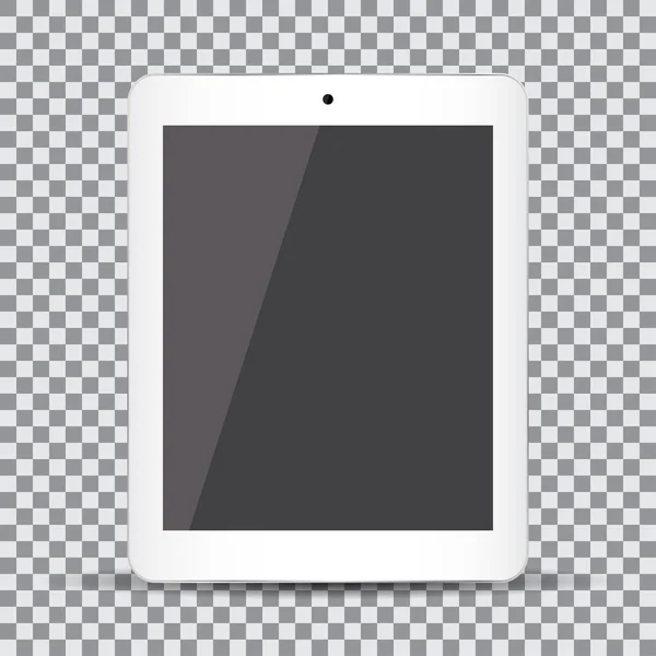 Κενή οθόνη. Ρεαλιστική λευκό tablet σε ένα διαφανές φόντο — Διανυσματικό Αρχείο