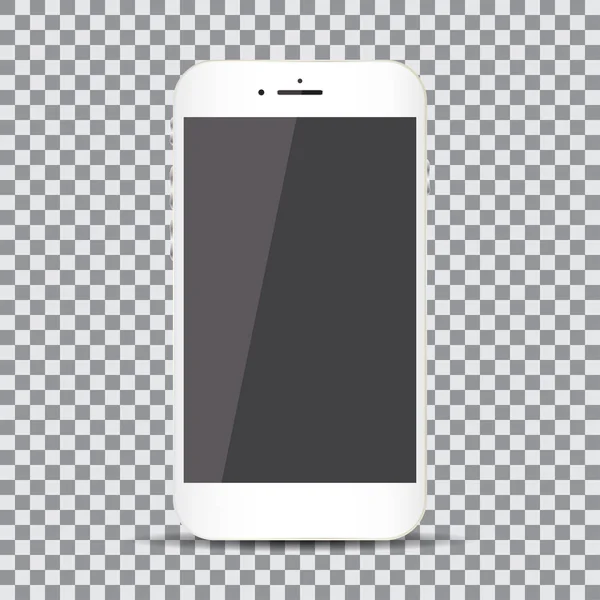 Boş ekran. Saydam bir arka plan üzerinde gerçekçi beyaz smartphone — Stok Vektör