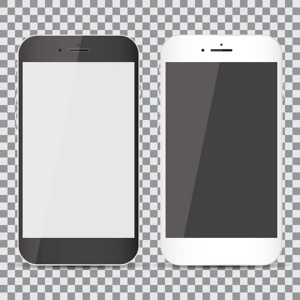 Tom skärm. Uppsättning av realistiska smartphone på en transparent bakgrund — Stock vektor