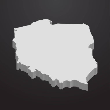 Polonya harita gri bir siyah arka plan 3d