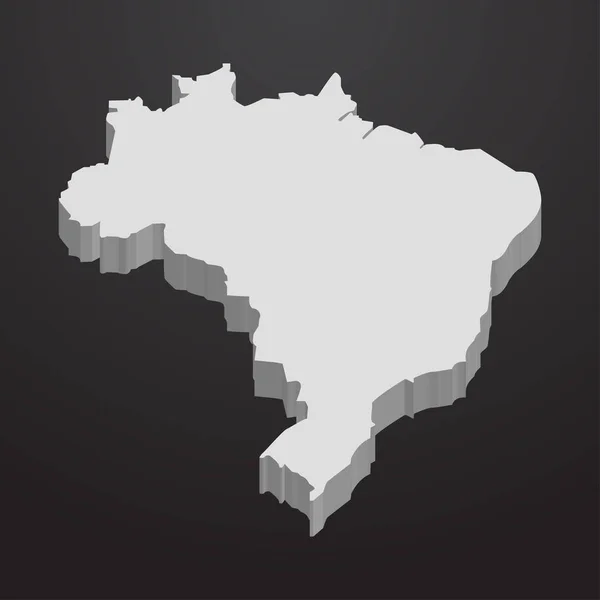 Brasilien karta i grått på en svart bakgrund 3d — Stock vektor