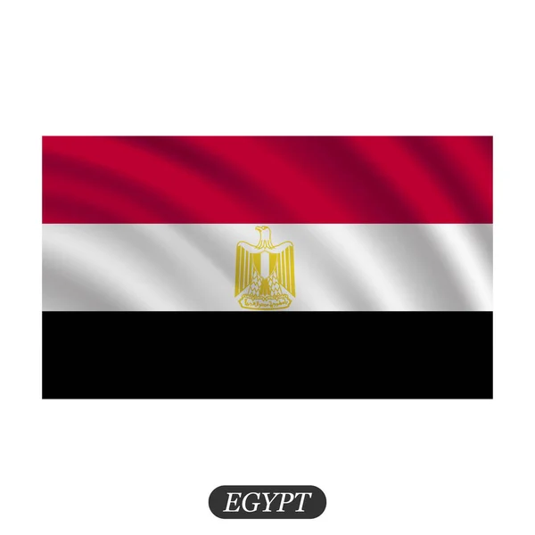 Sventolando bandiera egiziana su sfondo bianco. Illustrazione vettoriale — Vettoriale Stock