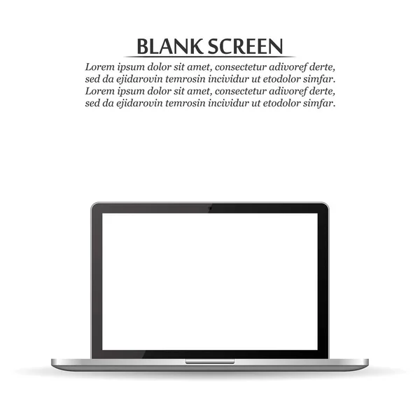 Tela em branco. laptop realista em um fundo branco —  Vetores de Stock