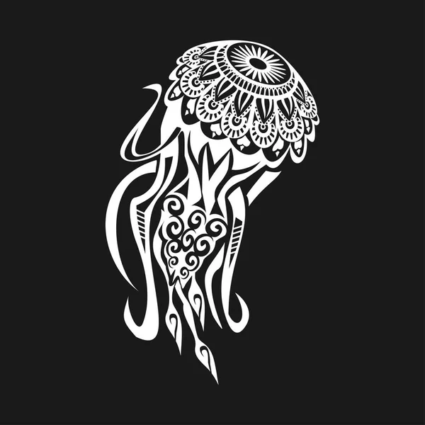 Tatuaggio di meduse in stile Maori su sfondo bianco. Illustrazione vettoriale EPS10 — Vettoriale Stock