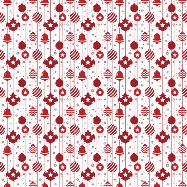 Karácsonyi varrat nélküli mintát vörösben befest labdák — Stock Vector
