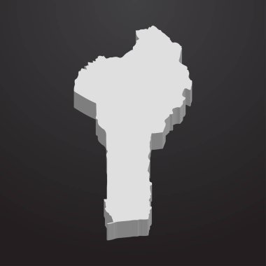 Benin harita gri bir siyah arka plan 3d