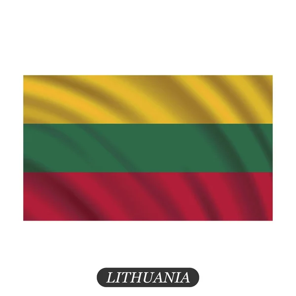Ondeando la bandera de Lituania sobre un fondo blanco. Ilustración vectorial — Vector de stock