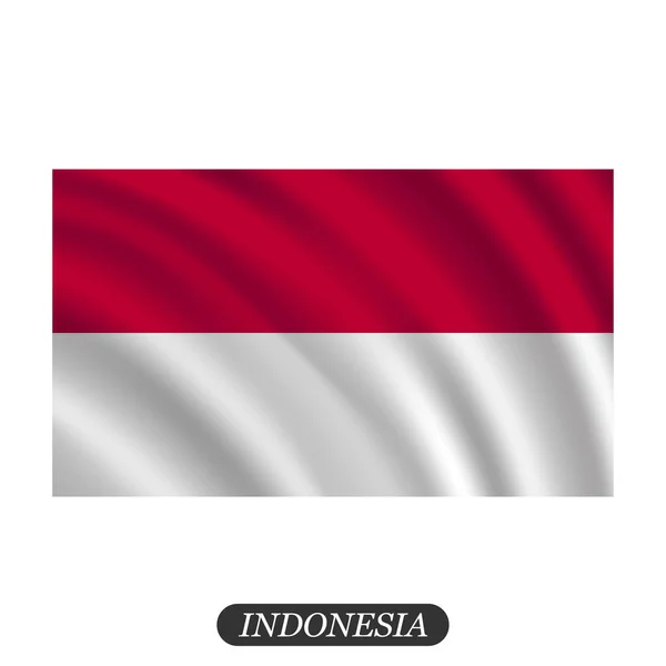 Sventolando bandiera indonesiana su sfondo bianco. Illustrazione vettoriale — Vettoriale Stock