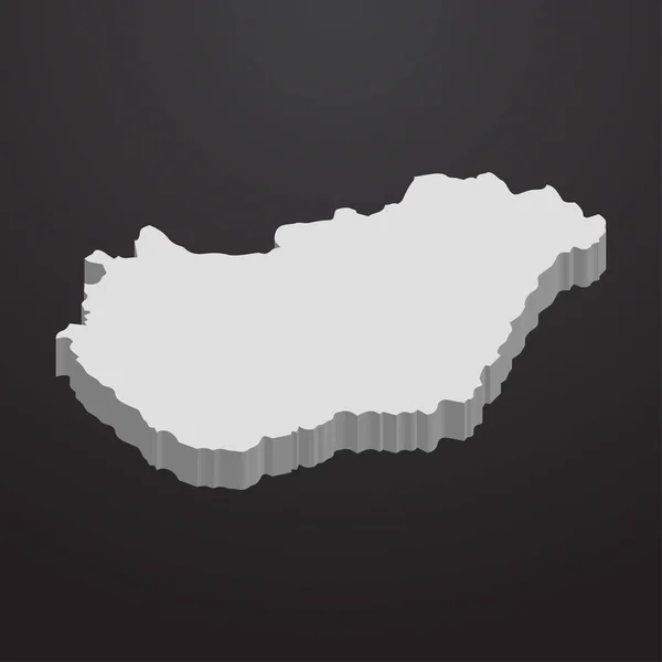 Hungria mapa em cinza sobre um fundo preto 3d — Vetor de Stock