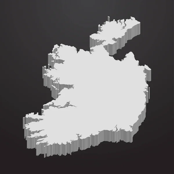 Irlanda mapa em cinza em um fundo preto 3d —  Vetores de Stock