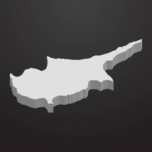 Chipre mapa en gris sobre un fondo negro 3d — Archivo Imágenes Vectoriales