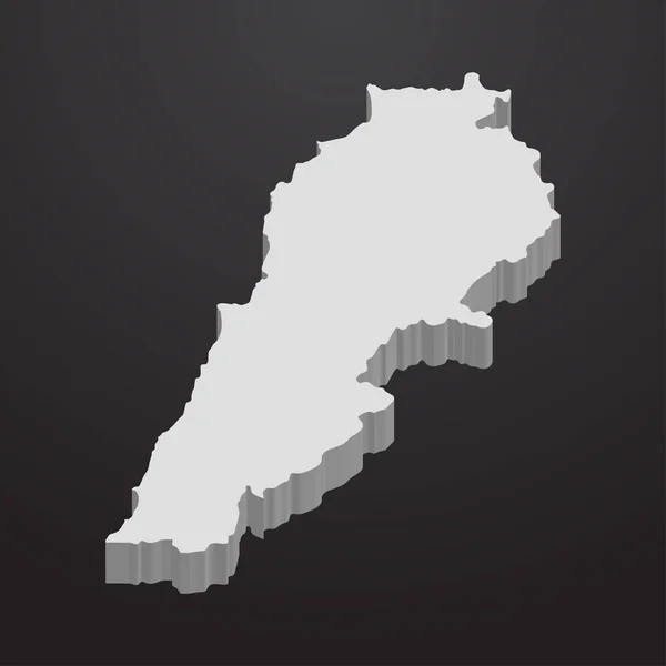 Λίβανος χάρτη με γκρι χρώμα πάνω σε μαύρο φόντο 3d — Διανυσματικό Αρχείο