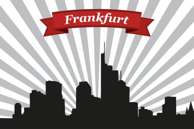 Frankfurt şehir manzarası ışınları arka plan ve şerit