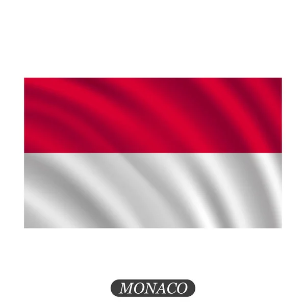 白い背景にモナコの国旗を振っています。ベクトル図 — ストックベクタ