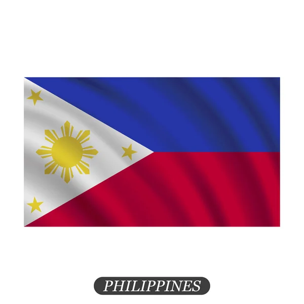 Ondeando la bandera de Filipinas sobre un fondo blanco. Ilustración vectorial — Vector de stock