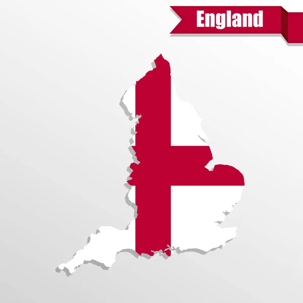 Карта Англии с флагом внутри и лентой — стоковый вектор