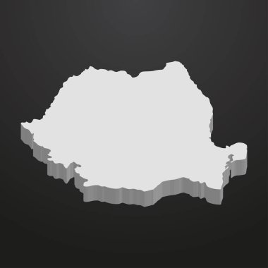 Romanya harita gri bir siyah arka plan 3d