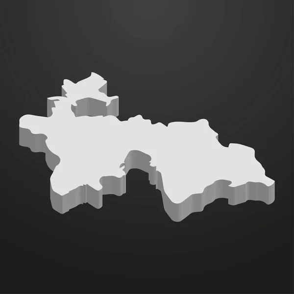 Τατζικιστάν χάρτη με γκρι χρώμα πάνω σε μαύρο φόντο 3d — Διανυσματικό Αρχείο