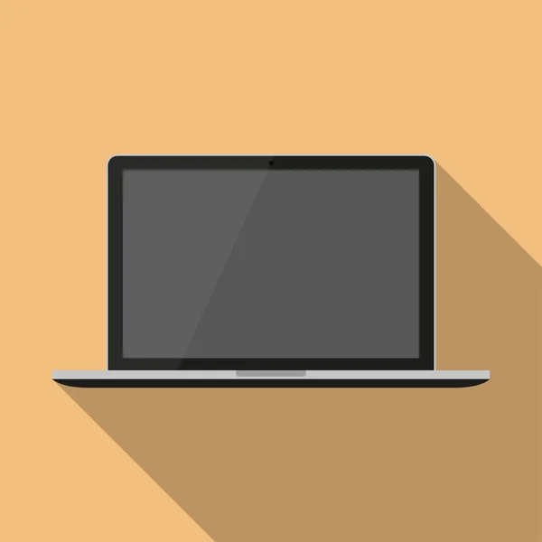 Uzun gölge ile düz bir tasarım içinde laptop — Stok Vektör