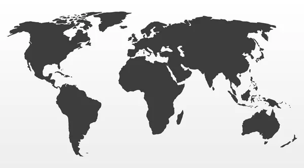 Mapa del mundo negro sobre un fondo gris. Ilustración vectorial — Archivo Imágenes Vectoriales