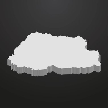 Bhutan Haritası gri bir siyah arka plan 3d