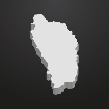 Dominika Haritası gri bir siyah arka plan 3d