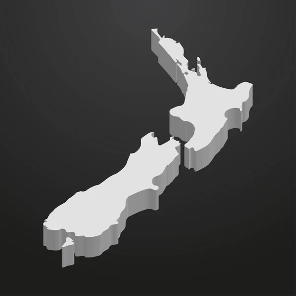 Νέα Ζηλανδία χάρτη με γκρι χρώμα πάνω σε μαύρο φόντο 3d — Διανυσματικό Αρχείο