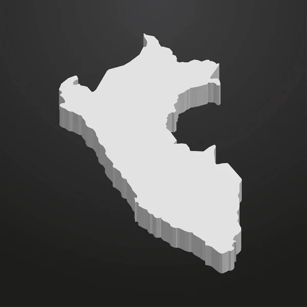 Περού χάρτη με γκρι χρώμα πάνω σε μαύρο φόντο 3d — Διανυσματικό Αρχείο