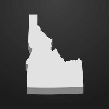 Idaho Eyalet harita gri bir siyah arka plan 3d