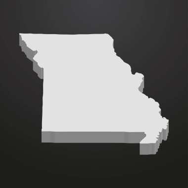 Missouri Devlet harita gri bir siyah arka plan 3d