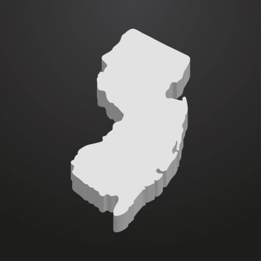New Jersey eyalet harita gri bir siyah arka plan 3d