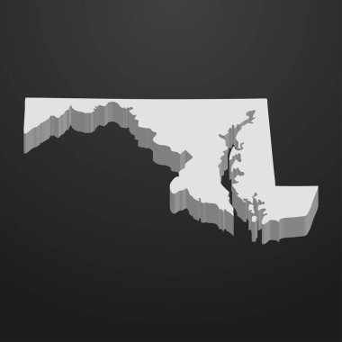 Maryland devlet harita gri bir siyah arka plan 3d