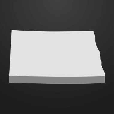 Kuzey Dakota eyalet harita gri bir siyah arka plan 3d