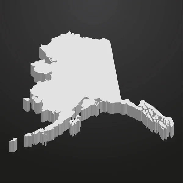 Alaska Mapa del estado en gris sobre un fondo negro 3d — Vector de stock
