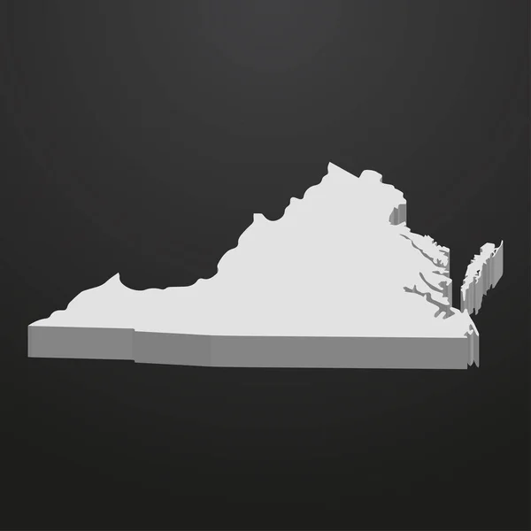 Virginia State karta i grått på en svart bakgrund 3d — Stock vektor