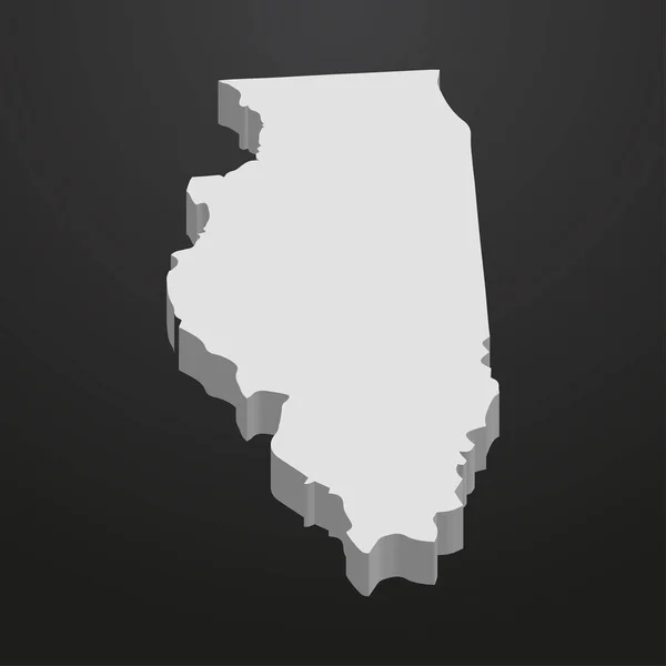 Illinois eyalet harita gri bir siyah arka plan 3d — Stok Vektör