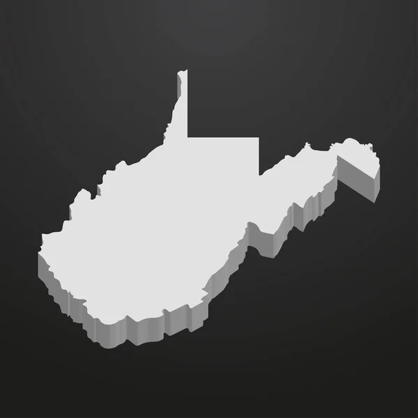West Virginia State mapa en gris sobre un fondo negro 3d — Vector de stock