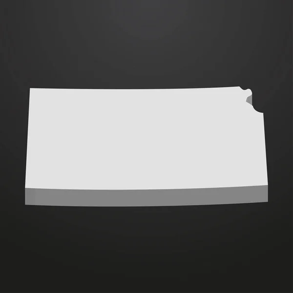 Kansas State karta i grått på en svart bakgrund 3d — Stock vektor