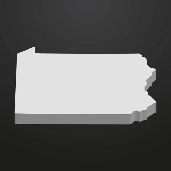 Pennsylvania Eyalet harita gri bir siyah arka plan 3d — Stok Vektör