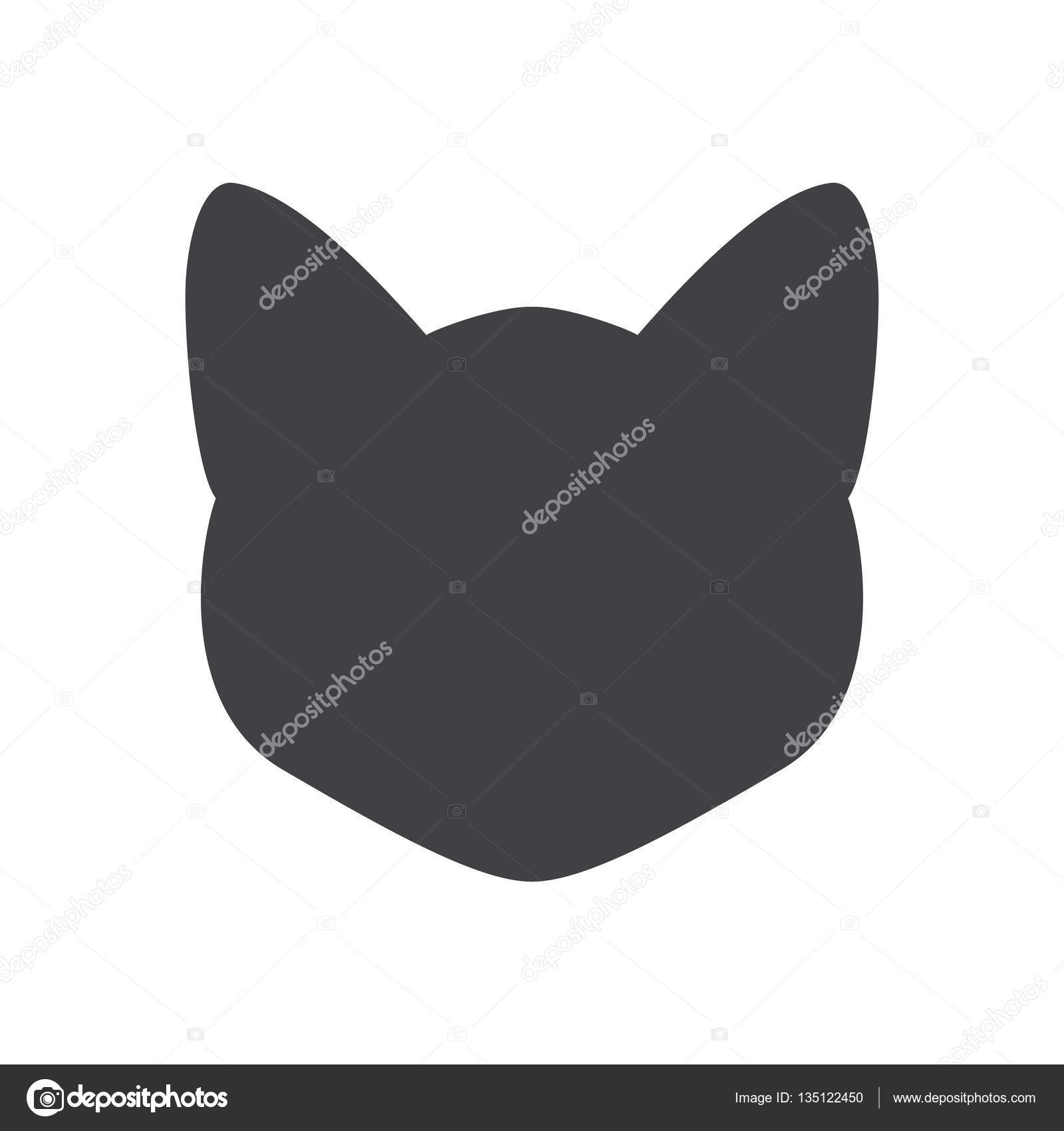 Download Black silhouette of cat head on a white background. Vector ...