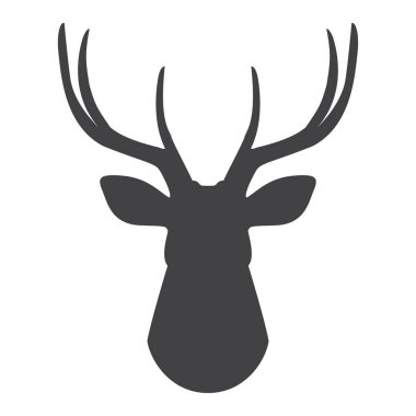 Geyiğin baş beyaz bir arka plan üzerinde siyah silüeti. Vektör çizim