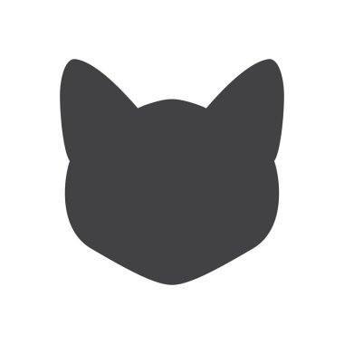 Kedi baş beyaz bir arka plan üzerinde siyah silüeti. Vektör çizim