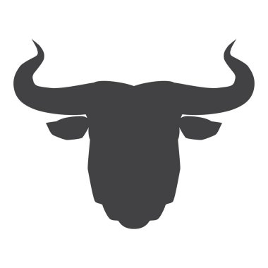 Boğa baş beyaz bir arka plan üzerinde siyah silüeti. Vektör çizim