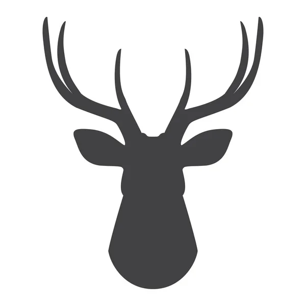 Silueta negra de cabeza de ciervo sobre fondo blanco. Ilustración vectorial — Vector de stock