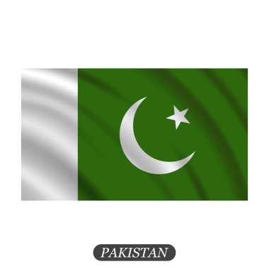 Beyaz arka planda Pakistan bayrağı sallıyor. Vektör illüstrasyonu