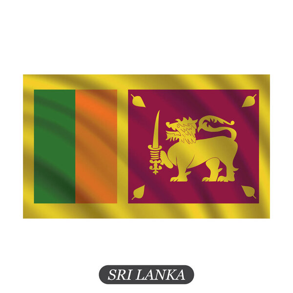 Waving Sri Lanka flag on a white background. Vector illustration