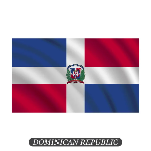 Ondeando la bandera de República Dominicana sobre un fondo blanco. Ilustración vectorial — Archivo Imágenes Vectoriales