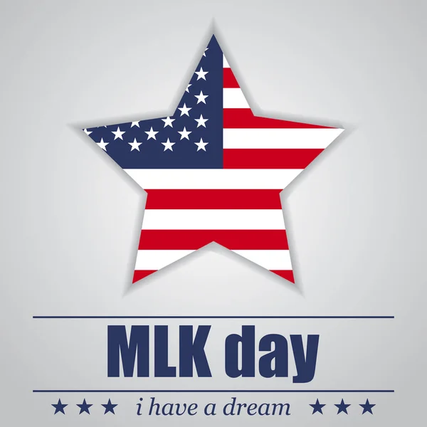 Estrela com bandeira dos EUA dia MLK em um fundo branco. Ilustração vetorial — Vetor de Stock
