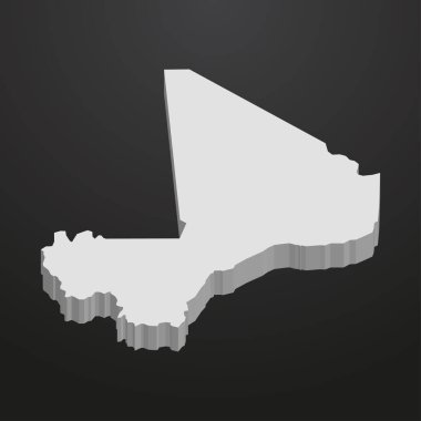 Mali harita gri bir siyah arka plan 3d