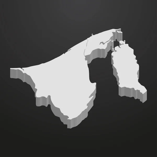Brunei harita gri bir siyah arka plan 3d — Stok Vektör